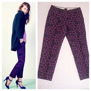 J. CREW COLLECTION Cafe Capri Pants Abstract Diamond Geometric 2